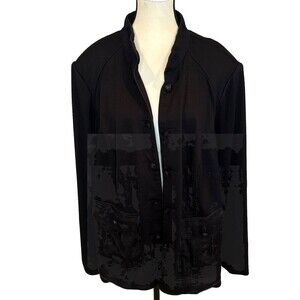 Lane Bryant Military Style BLACK Knit Blazer Jacket Ponte Pockets Plus Size 28
